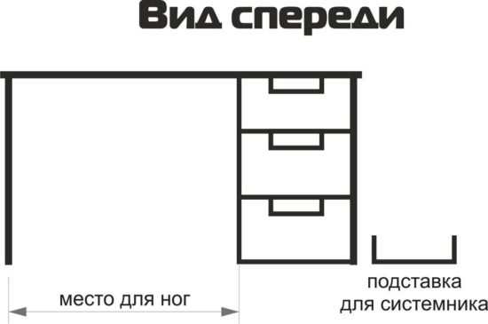 Офисный стол. Место для ног